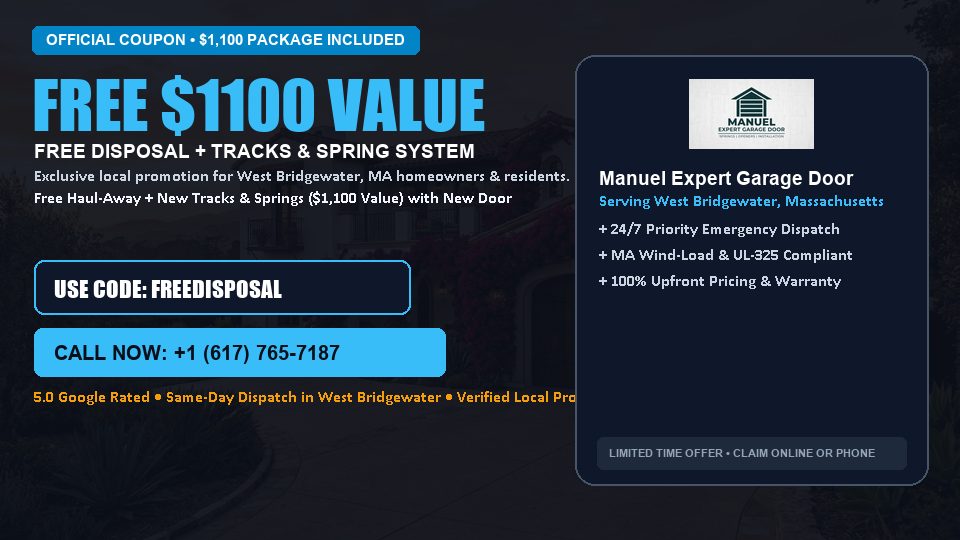 Manuel Expert Garage Door FREE Haul-Away & Heavy-Duty Tracks with New Door in West Bridgewater, MA