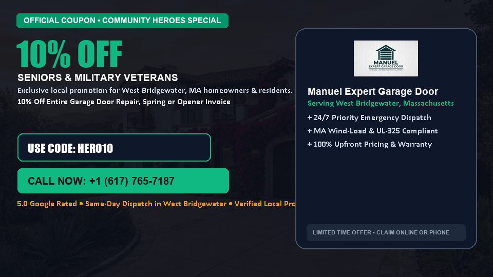 Manuel Expert Garage Door 10% OFF Seniors & Military Veterans